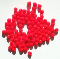 100 4mm Faceted Opaque Red Firepolish Beads